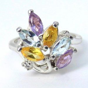 2.00ct AMETHYST Topaz Citrine Sterling Silver Ring